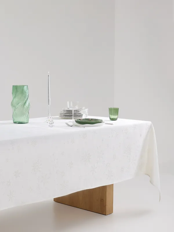 Скатерть, 170х250 см, жаккард, полиэстер, молочная, Снежинки, Snowflakes, image-5