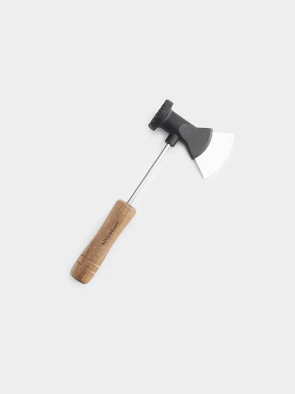 Молоток для отбивания мяса, 28 см, с топориком, сталь/дерево, Black style, image-1