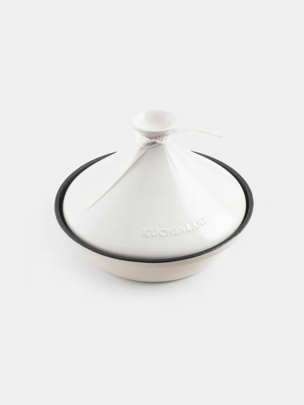 Тажин, 25 см, 1,3 л, с крышкой, чугун/керамика, молочный, Light kitchen, image-1