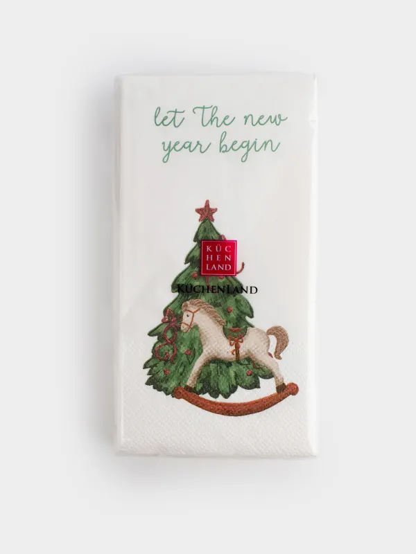 Салфетки бумажные, 33х33 см, 20 шт, Сhristmas green, image-4