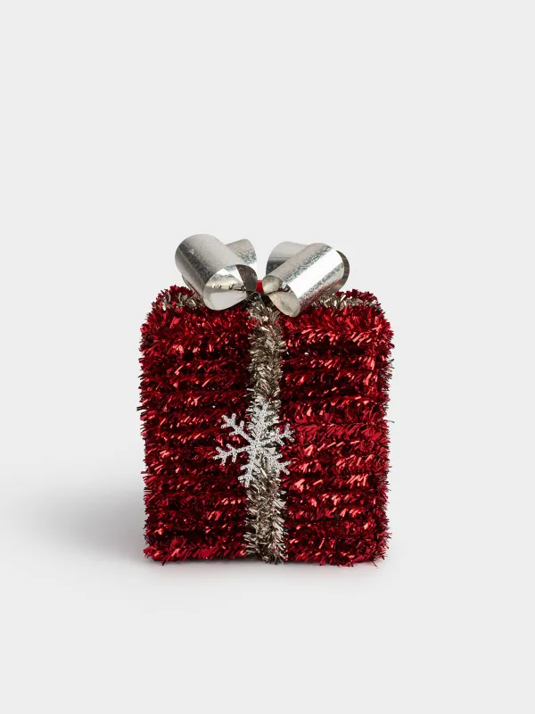 Статуэтка, 15 см, мишура/пластик, красная, Подарок, Tinsel decor, image-0