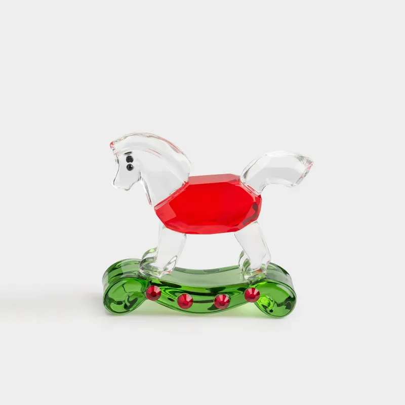 Статуэтка, 6x6 см, кристальное стекло, красно-зеленая, Лошадка, Horse vitreous