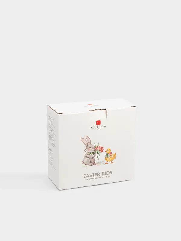 Набор посуды, детский, 1 перс, 3 пр, фарфор N, белый, Кролик и утенок, Easter Kids, image-4