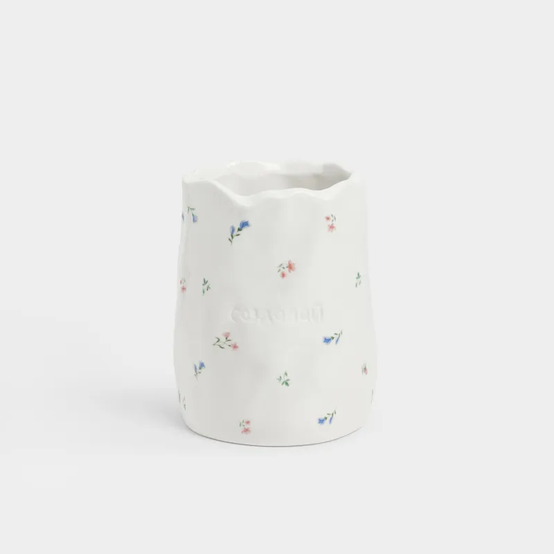Подставка для кухонных принадлежностей, 16 см, керамика D, молочная, Нежные цветы, El flora