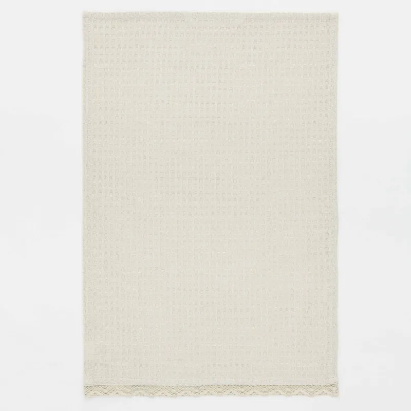 Полотенце кухонное, 40х60 см, 2 шт, с кружевом, хлопок, бежевое, Waffle, image-1