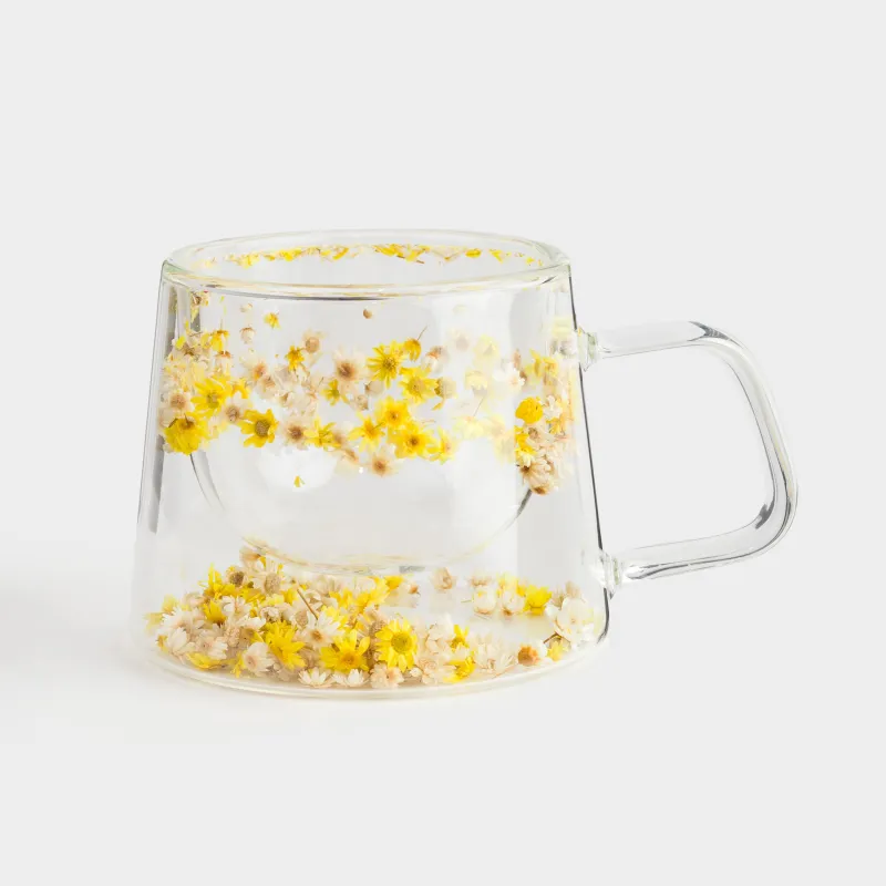 Кружка, 200 мл, стекло Б, с сухоцветами внутри, Air decor