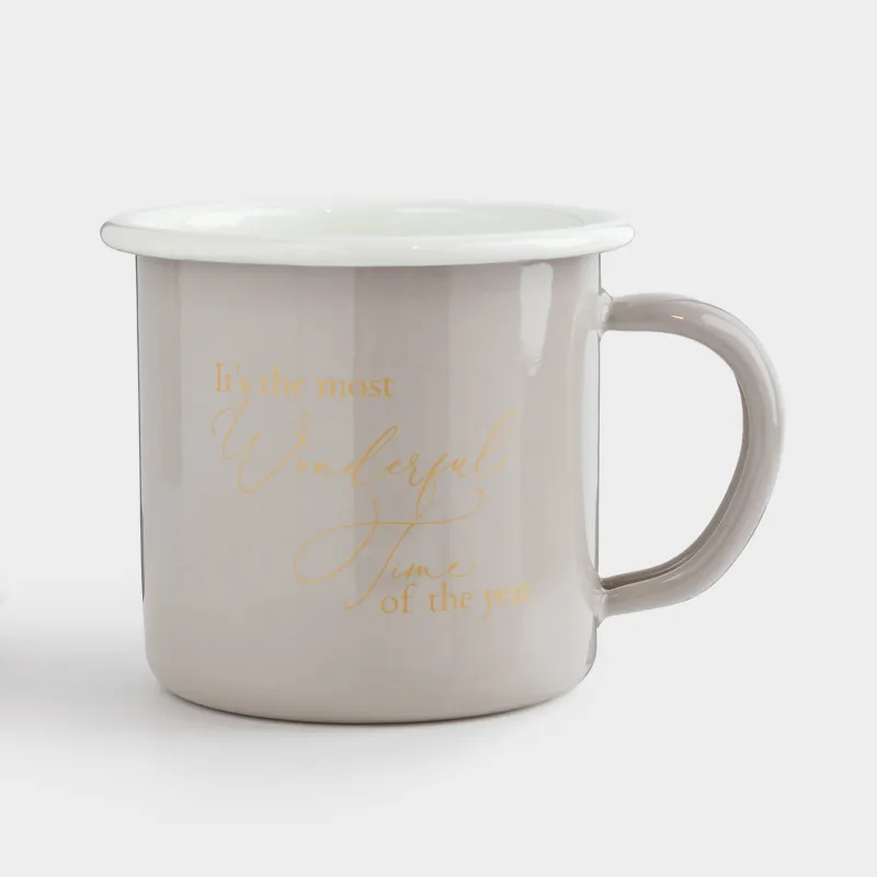 Кружка, 360 мл, металл эмалированный, бежевая, Wonderful Time, Autumn enamel