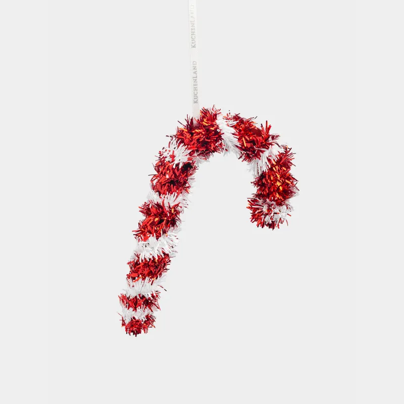 Игрушка елочная, 15 см, мишура/пластик, красно-белая, Леденец, Tinsel christmas