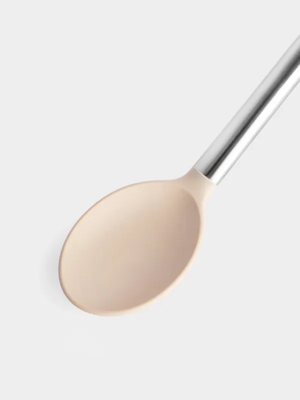 Ложка сервировочная, 34 см, силикон/сталь, серо-бежевая, Metallic, image-3