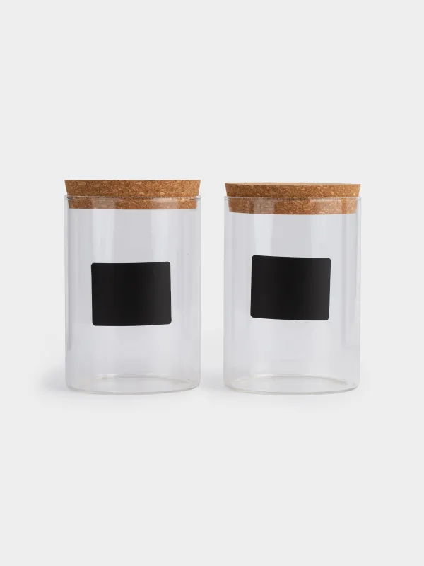 Банка для сыпучих продуктов, 800 мл, 2 шт, Clear cork, image-4