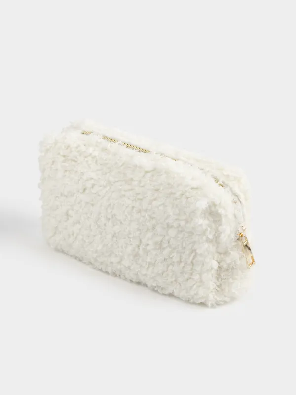 Косметичка, 20х10 см, искусственный мех, молочная, Curled, image-4