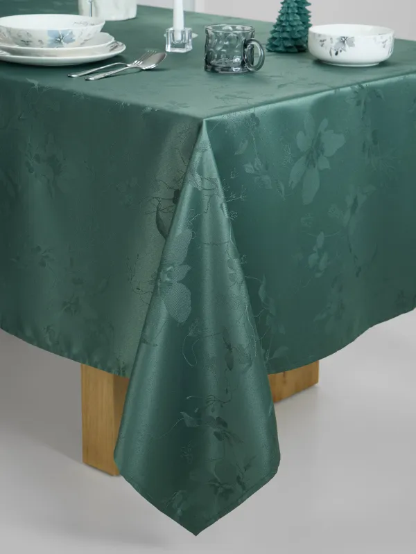 Скатерть, 170х250 см, жаккард, полиэстер, зеленая, Цветы, Flora green, image-5
