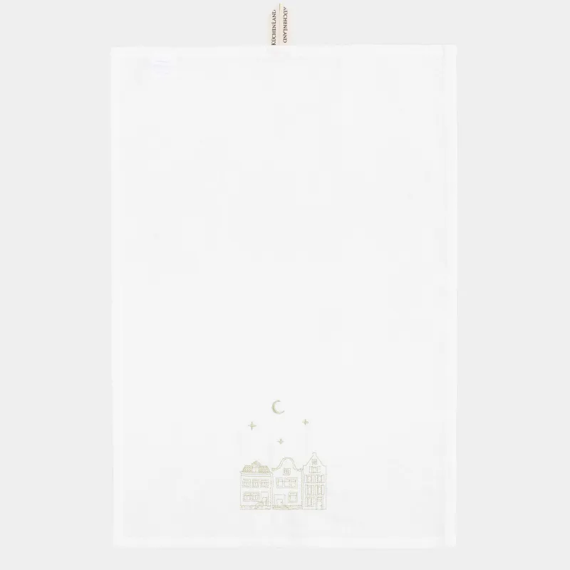 Полотенце кухонное, 40х60 см, хлопок, белое, Золотистые дома, Snow sparks, image-0