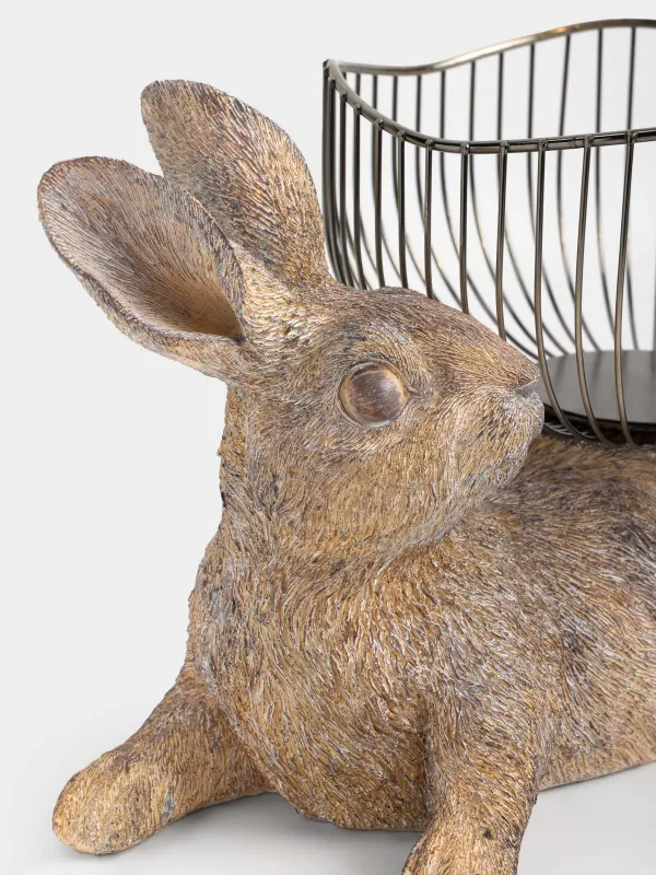 Корзина для фруктов, 31х20 см, металл/полирезин, бежевая/бронзовая, Кролик, Rustic Easter, image-1