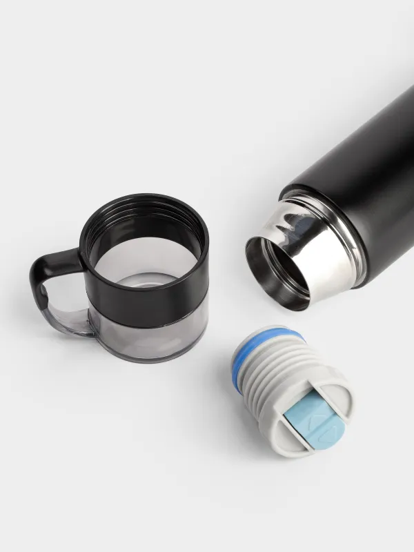 Набор для напитков, 3 перс, 4 пр, дорожный, термос, 450 мл, сталь/пластик, черный, Electrum, image-1
