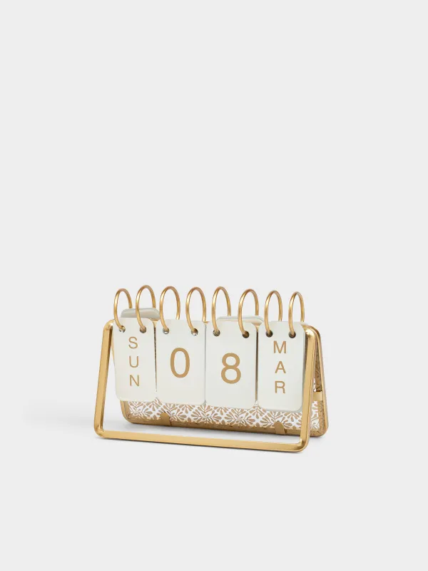 Календарь настольный, 18х13 см, на кольцах, металл, золотистый, Twist gold, image-2