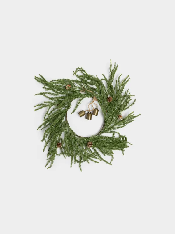 Венок рождественский, 50 см, Ель с колокольчиками, Conifer decor, image-0