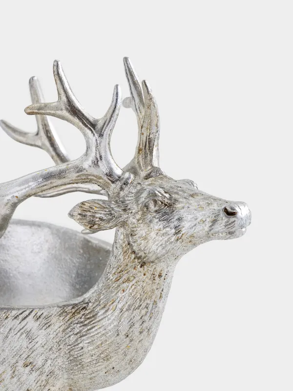 Конфетница, 25x14x27 см, полирезин, серебристо-коричневая, Олень, Deer, image-4