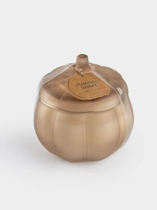 Свеча ароматическая, 8 см, в подсвечнике, с крышкой, стекло, Тыква, White musk warm vanilla, Pumpkin shape, image-2