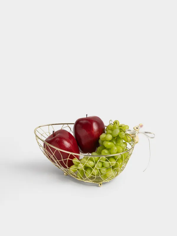 Корзина для фруктов, 25х18 см, металл/полирезин, золотистая, Кролик, Twist gold, image-4