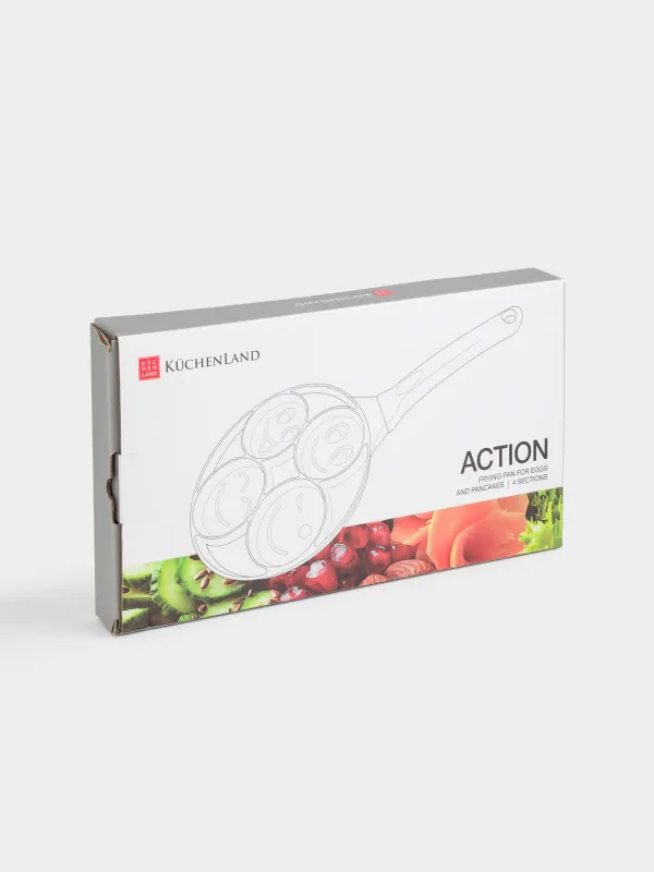 Сковорода для яиц и оладий, 21 см, 4 отд, с покрытием, алюминий, Смайл, Action, image-8