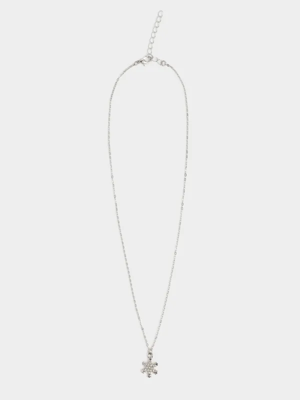 Цепочка, 46 см, с подвеской, металл, серебристая, Ажурная снежинка, Rime, image-0