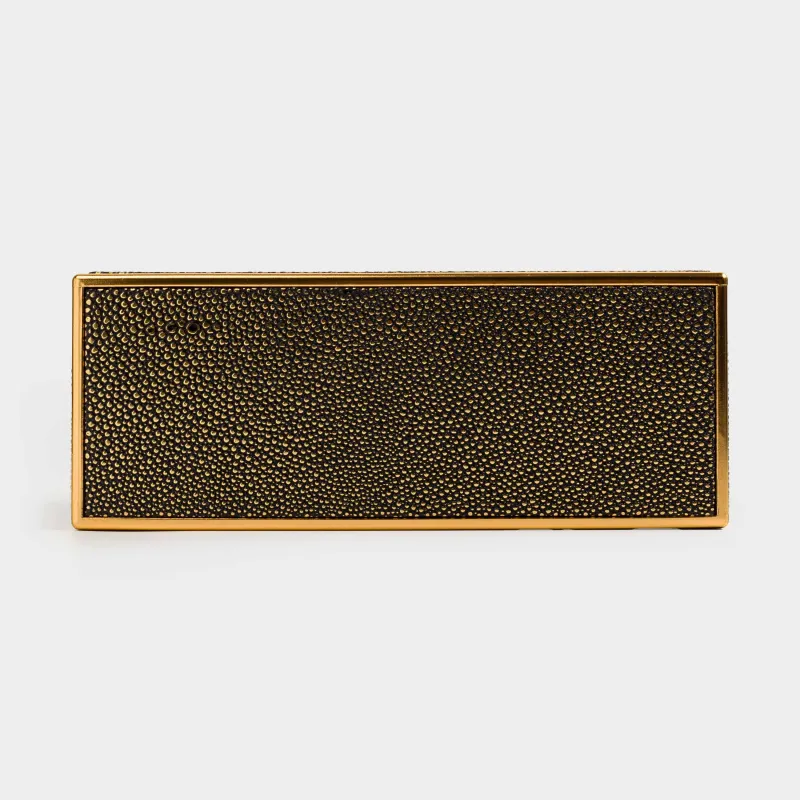 Бокс для бумажных салфеток, 25х14 см, пластик/искусственная кожа, черно-золотистый, Leather trend, image-5