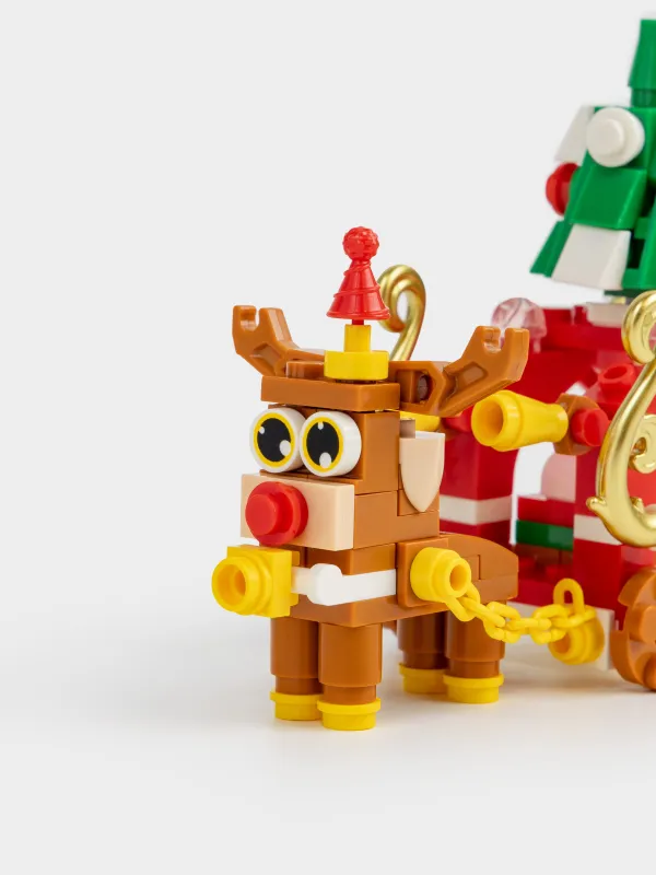 Конструктор, 12х8 см, 134 детали, пластик, цветной, Рождественские сани, Hobby kids, image-1