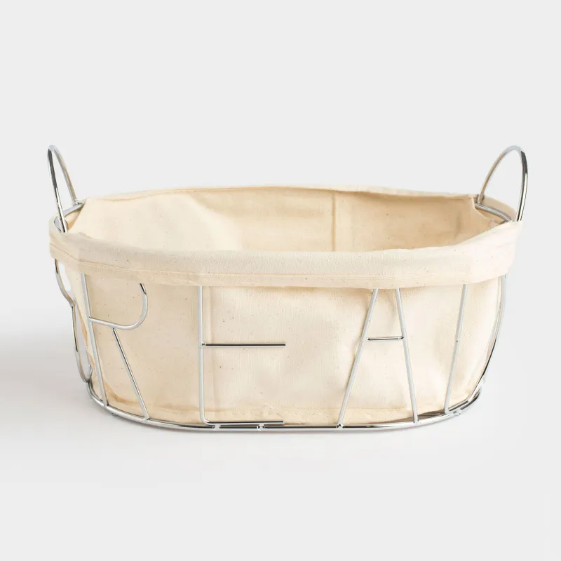 Корзина для хлеба, 30x21 см, хлопок/сталь, овальная, серебристая, Bread, Twist silver, image-0