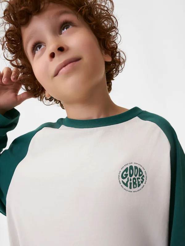 Лонгслив детский, для мальчиков, хлопок, молочно-зеленый, Frenk, image-1