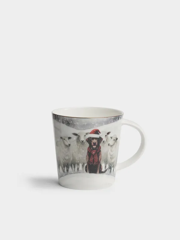 Кружка, 450 мл, Собака и овечки, Christmas dog, image-0