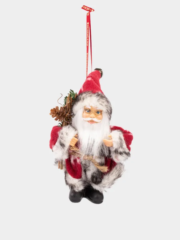 Игрушка елочная, 13 см, пластик/полиэстер, красная, Санта в шубе c елкой, Magic time, image-1
