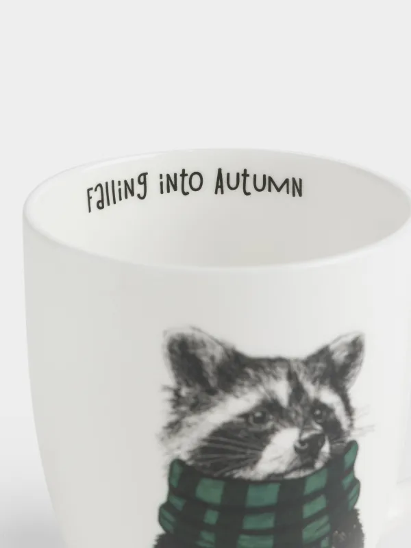 Кружка, 400 мл, Енот в шарфе, Raccoon, image-1