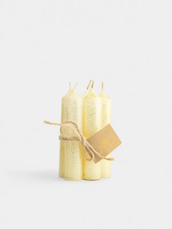 Свеча, 11 см, 5 шт, тонкая, с блестками, Sparkly candle, image-3
