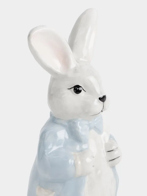Статуэтка, 22 см, керамика D, серая, Кролик в пиджаке, Easter, image-2