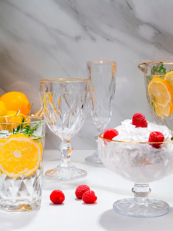 Бокал-кубок для шампанского, с золотистым кантом, Rhomb gold, image-5