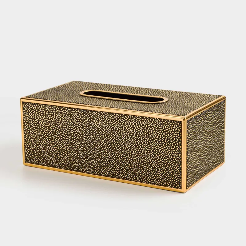 Бокс для бумажных салфеток, 25х14 см, пластик/искусственная кожа, черно-золотистый, Leather trend, image-1