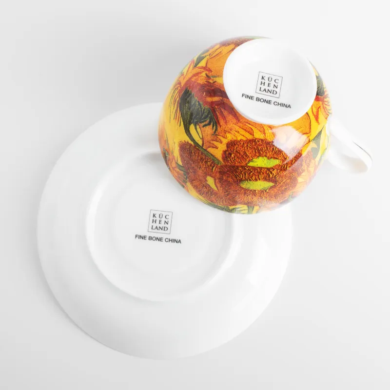 Пара чайная, 1 перс, 2 пр, 210 мл, фарфор F, Подсолнухи, Ван Гог, Art sunflowers, image-5