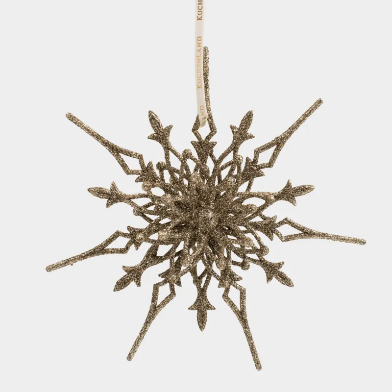 Игрушка елочная, 18 см, пластик, шампань, Снежинка, Figure sparkle