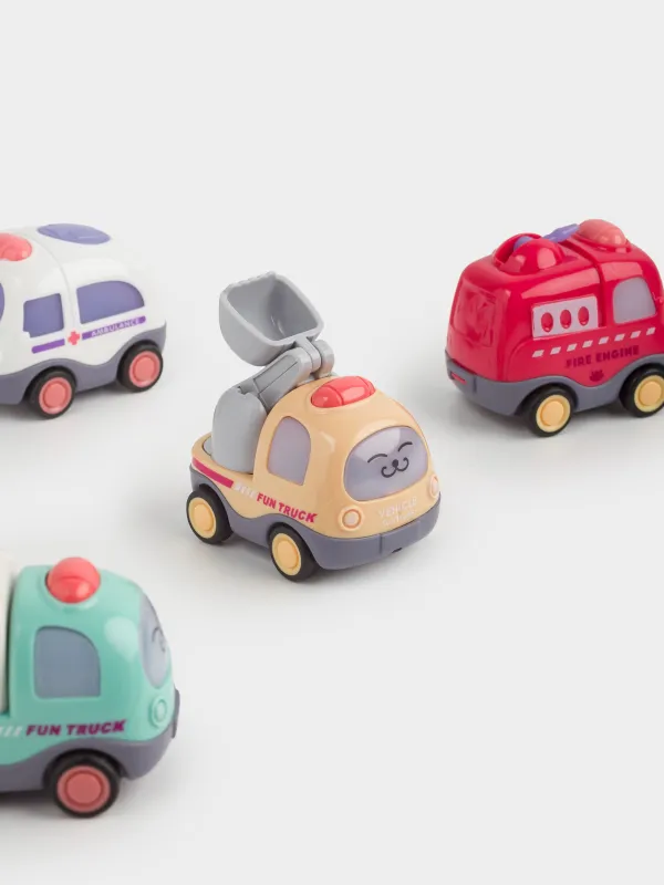 Набор игрушек, 6 см, 4 пр, инерционный, пластик, Машинки, Kids cars, image-4