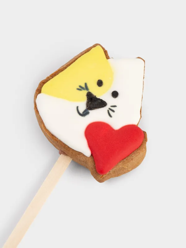 Пряник, 40 гр, глазированный, медовый, на палочке, белый, Котик, Prani, image-2