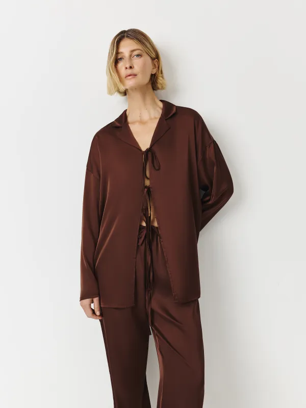 Рубашка домашняя, коричневая, Derin, image-0