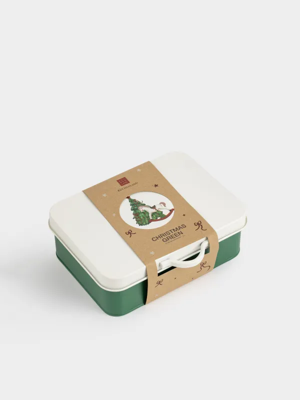 Емкость для хранения, 22х15 см, 2 л, металл, прямоугольная, Елка с лошадкой, Christmas green, image-7