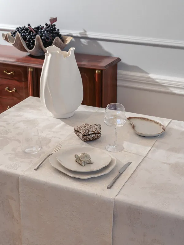 Дорожка настольная, 40x160 см, жаккард, полиэстер/лен, бежевая, Черепахи, Marine turtles, image-3