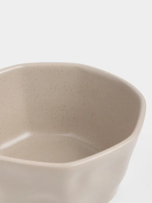 Пиала, 14х7 см, 600 мл, керамика K, бежевый, Мятый эффект, Crumple creme, image-2