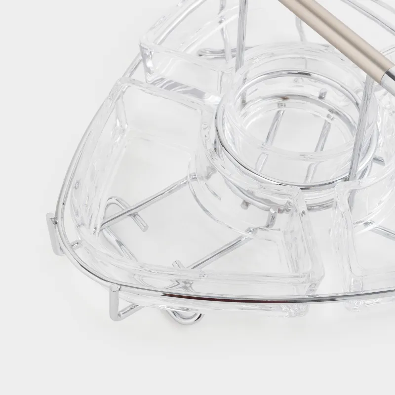 Подставка для закусок, 28x15 см, 3 отд, с ручкой, стекло/сталь, Lamerie, image-6