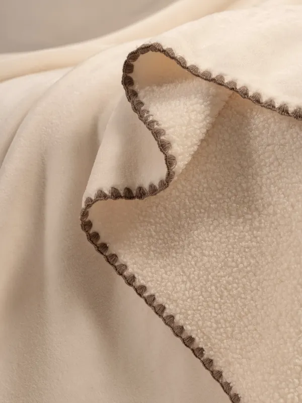 Плед, 130х170 см, двусторонний, букле/фланель, молочный, Curly, image-4