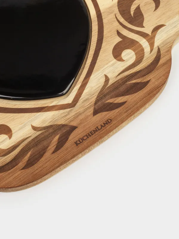 Набор для сыра, 4 пр, доска-блюдо, сталь/керамика/дерево, Кони и герб, Noble tree, image-4