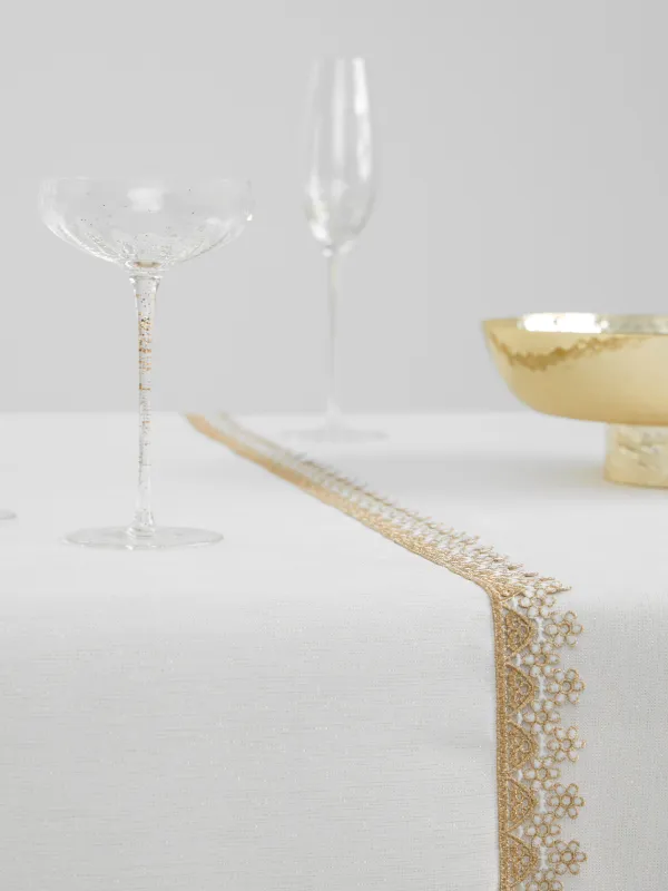 Дорожка настольная, 40х160 см, Flower lace gold, image-7