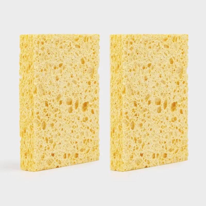 Губка для мытья посуды, 9х6 см, 2 шт, целлюлоза, желтая, Clean